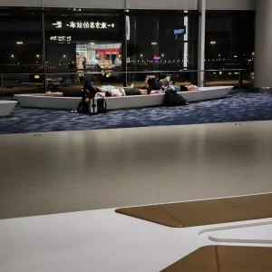 Seating area at Shanghai airport where you can rest during a layover