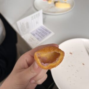 Hollow fried dough ball at the Shanghai transit hotel breakfast