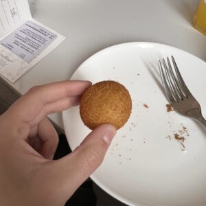 Fried dough ball from the breakfast at the Shanghai transit hotel