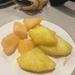 Pineapple and melon in the airport lounge in Shanghai