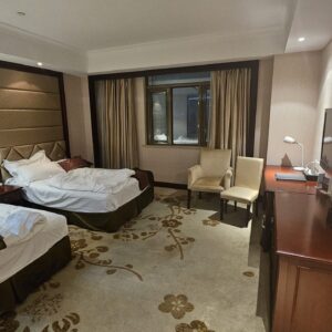 Twin room at the free China Eastern transit hotel in Shanghai